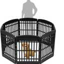 IRIS USA Dog Playpen 34" Tall Dog Playpen Indoor 8-Panel Puppy Playpen, 63 x 63 x 35, Extra Tall Dog Play Pen Indoors for Large Dogs, Plastic Pet Playpen, Indoor Dog Pen, Black