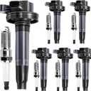 UF553 Ignition Coil Pack & 5019 Iridium Spark Plugs Compatible with Ford Edge Flex Fusion Taurus X, for Lincoln MKS MKX MKT MKZ, Mazda 6 CX-9 3.5 3.7 2007 2008 2009 2010 2011 2012 2013 2014 2015,6PCS