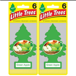 LITTLE TREES Car Air Freshener Hanging Tree, Green Apple (12 Pack)