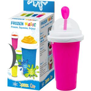 Slushy Maker Cup, Slushie Cup Maker, Milk Cola Juice Squeeze Cup, Magic Quick Freeze Cup, Cooling Cup, Smoothies Cup with Lids and Straws for All Age (Pink)