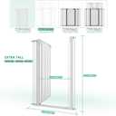 51" Extra Tall Cat Gate 28.5"-35" Wide, Auto Close, Pressure Mounted, for Cats & Small Dogs, Hallway, Stairs, Kitchen,Pet Gate,White