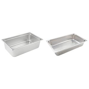 Winco Anti-Jamming Steam Pan and Perforated Pan Bundle, Full-Size x 6-Inch and 4-Inch, 8 Piece