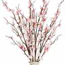 4 Pcs Cherry Blossom Branches 39 Inch Pink Fake Flowers Spring Decorations for Home Decor, Artificial Flowers Long Stem Branches for Vase Wedding Office Party Table Decor Centerpieces