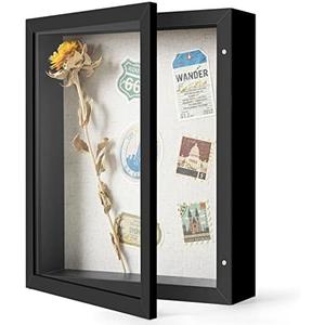 Califortree 8x10 Shadow Box Frame with Linen Back - Sturdy Memory Display Case of Flower, Pictures, Medals and More, Black