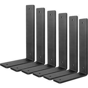 Heavy Duty Shelf Brackets 8 Inch (6 Pack), Rustic L Floating Shelf Brackets, Wall Shelf Bracket for DIY Decorative with Mounting Hardware
