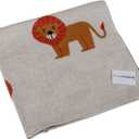 Creative Co-Op Cotton Knit Baby Blanket with Lions, 40" L x 32" W