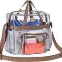 MAY TREE Clear Vinyl Tote Bag, 12 x 6 x 12 in, Brown, Suitable for Work, Travel, Sports, Office