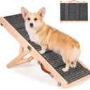 Foldable Dog Ramp for Bed & Couch, Portable Dog Stairs for Small Dogs with 4 Adjustable Heights from 9.25'' to 17.72", Wooden Pet Ramp Steps with Non-Slip Pad for Sofa