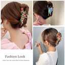 6 Pcs Metal Flower Tulip Clips with Strong Hold for Long, Thick & Curly Hair - Cute Strawberry, Butterfly Jaw Hair Clamps for Fashion & Big Hair Styles - For Women and Girls