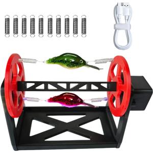 Red Rotating Fishing Lure Drying System with USB Charging, Fishing Lure Epoxy Resin Rotating Drying Stand, Even Coat for Fih Lure After Painting