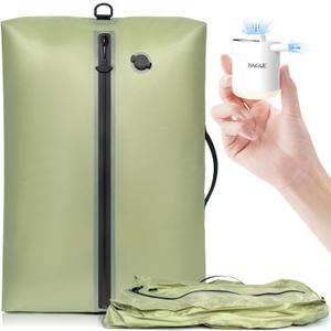 BAGAIL TPU Vacuum Bag for Travel, Reusable Compression Bag with IPX8 Waterproof Zipper, Save Space for Suitcase, Backpack and Carry on (Green, Large, With Pump)