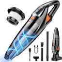 Handheld Vacuum Cordless 25000PA Powerful Suction, Portable Car Vacuum, 3 in 1 Hand Held Vacuum Rechargeable 8000mAh with LED Light, HEPA Filter, Home, Car Seats, Office, Pet Hair, Dust Buster (Orange+black)