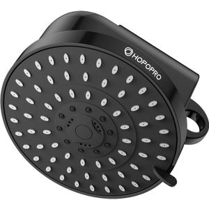 High Flow Filtered Shower Head, HOPOPRO 5 Modes High Pressure Fixed Showerhead with Filter, 2-In-1 Shower Head Filter for Hard Water, Remove 99% Chlorine, Improves Skin Hair Condition (6 Inch Black) (Matte Black Premium)