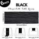 6 Pack Black Table Runner Cheesecloth 10Ft Gauze Cheese Cloth Table Runner 35x120 Inch Boho Sheer Rustic Fabric for Holiday Party Decor Baby Shower Wedding Home Decorations