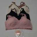 DEANGELMON V Neck Bra Padded Seamless Adjustable Straps Bralettes Everyday Basic Sleeping Bras Multiple 4 Pack L