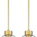 2-Pack Pendant Lights Kitchen Island, 7" Brushed Gold Hanging Lights Fixtures with Clear Glass Shade, Modern Brass Kitchen Pendant Lighting Over Island for Dining Room, AD-24024-1P2-GD