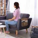 NB Sofa Armrest Organize remote holder bedside caddy organizer with 5 pocketsnon-slip couch remote control holder couch armchair caddy accessories (Flaxen, 35"x12.4")