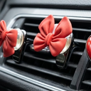 Bow Heart Car Air Freshener Clips, 4 Pcs Cute Car Air Vent Clip, Coquette Auto Air Conditioning Outlet Diffuser Perfume Clips, Interior Decoration, Auto Decor for Women Girls (Red, 1.69in)