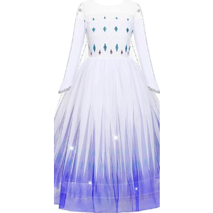 Costume for Girls Princess Elsa Dress Toddler Kids Birthday Party Outfit White, Size 4T-4/110