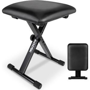 AODSK Keyboard Bench X-Style Cushion Padded,Piano Bench Adjustable Collapsible Stool Chair Seat,Flame Retardant Cotton,Non-Skid Design (Bench dimensions:15.75 inchesX11.81 inches)