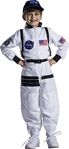 Dress Up America Kids NASA Astronaut Costume – White Space Suit with Cap – Realistic Halloween & Dress-Up Outfit Size Small