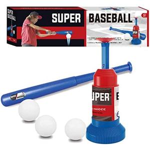 Little Bado Kids Baseball Tee, T Ball Set for Kids and Toddlers, Includes 3 Balls, Teeball Batting Tee, Outdoor Sport Toy Tball Games for Boys & Girls, Ages 3-12 Years
