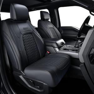 Coverado Car Seat Covers Fullset, Leather Car Seat Covers for Dodge RAM 1500 Compatible with 2010-2023 2500 3500 Dodge RAM Accessories Automotive Seat Covers Protector (Black) (Curved Front&Flat Rear)