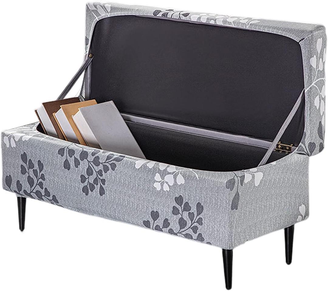 FUANGUI Ottoman Cover Slipcovers Rectangular Printed Folding Stretch Storage Bench Footrest Sofa Stool Covers Footstool Protector Cover with Elastic Bottom, Removable Washable, Medium (16)