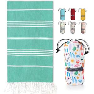 BAY LAUREL Turkish Beach Towel with Travel Bag 39 x 71 Quick Dry Sand Free Lightweight Large Oversized Towels Light