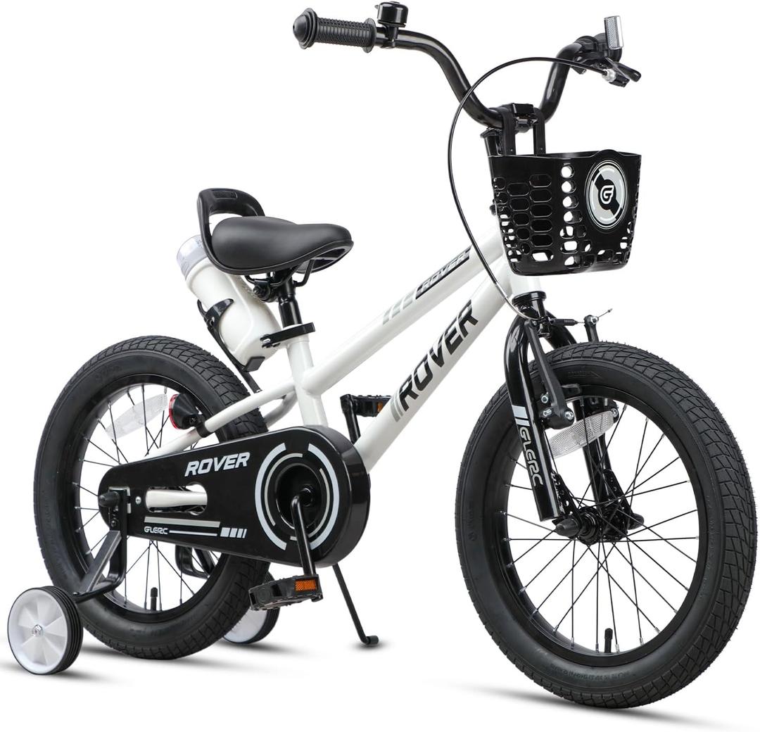 Glerc Rover Kids Bike, 16 Inch Boys Bike for 2-9 Years Old Children, Kids Bicycle with Water Bottle & Basket & Training Wheels, Multiple Colors, 16 Inch