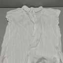 Womens Button Down Shirts Short Cap Sleeve Summer Cotton V Neck Collared Stripes Blouses Casual Plaid Tops, L