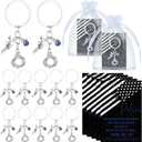 2 x Quelay 12 Sets Police Officer Keychains Accessories Gifts Handcuffs Bullet Gun Keychain with Thank You Card Policeman Week Appreciation Gifts for Academy Graduation Office