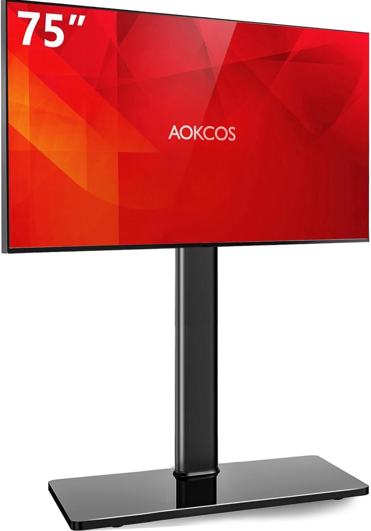 AOKCOS Swivel TV Floor Stand for 43-75 Inches TVs, 10 Level Height Adjustable Corner Extra Tall TV Stand Mount for Living Room/Bedroom, Holds up to 110 lbs,MAX VESA 600x400mm,Black