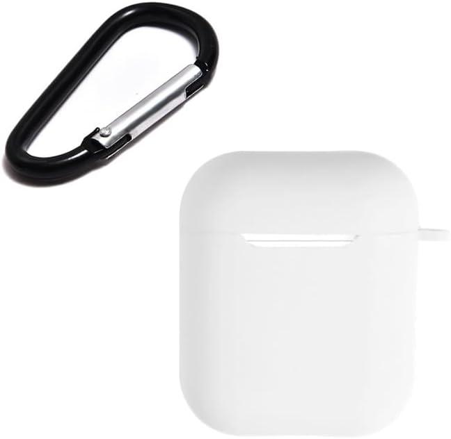 Soft Silicone Protective Case Cover with Keychain for Apple Airpods 2 (White)