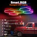 RGB Hexagon Garage Lights, Music Sync LED Hexagon Lights for Gaming Room, Smart App & Remote Control, DIY Honeycomb Ceiling Light for Studio Gym Basement Deco
