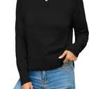 Totatuit Women Cute Cropped Sweater Mock Neck Long Sleeve Lightweight Knit Loose Pullover Sweaters 2025 Fall Trendy Outfits (Gold, M)