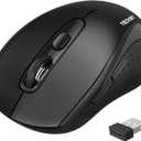 TECKNET Bluetooth Mouse (BT 5.0/3.0+2.4Ghz), 6-Level 4000 DPI Wireless Mice for Laptop, 2-in-1 Ergonomic Computer Portable PC Mouse, Silent Mouse with USB Receiver for Windows/Mac/PC/Notebook (Bright Black)
