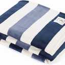 Nautica - Blanket, Ultra-Soft Plush Fleece Blanket for Bed or Couch, Lightweight Micro Flannel Throw Blanket for Year Round Comfort (Awning Stripe Blue, 50" x 60")