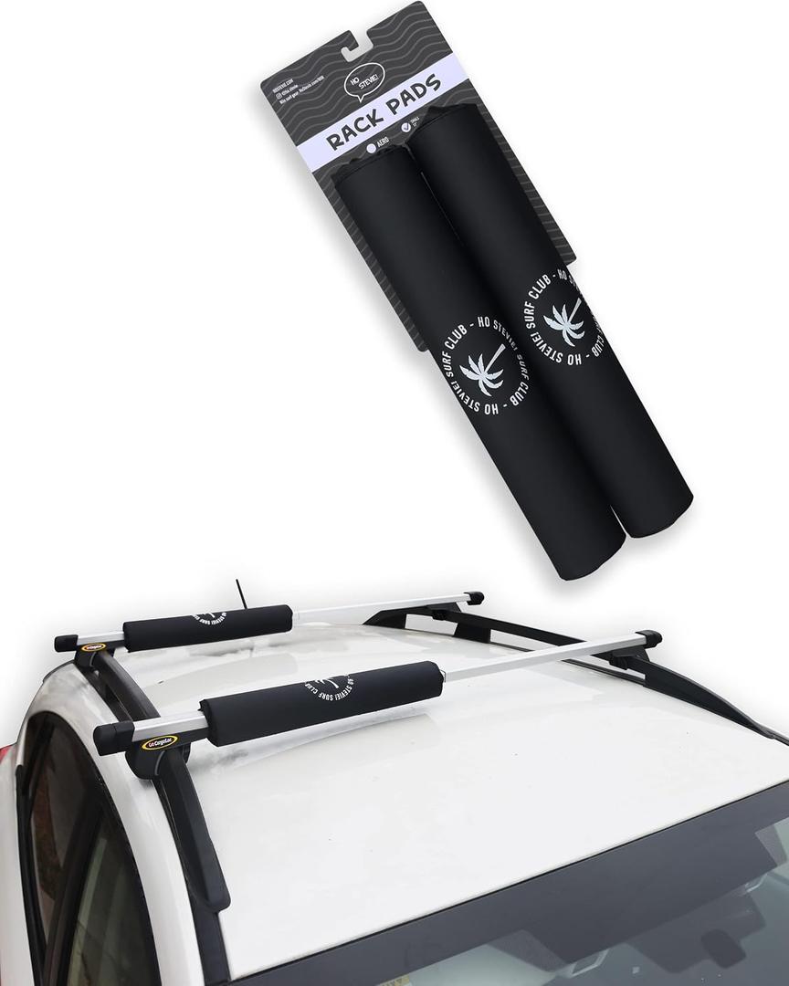 Ho Stevie! Surfboard/SUP Round Roof Rack Pads (Set of 2 Pads, 28" or 17") for Cars with Crossbars (17")