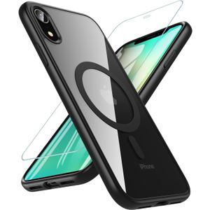 BESINPO Magnetic for iPhone XR Phone Case, iPhone XR Case with HD Screen Protector [Compatible with MagSafe] Slim Thin Clear Protective Cover Case for iPhone XR Case 6.1'', Black