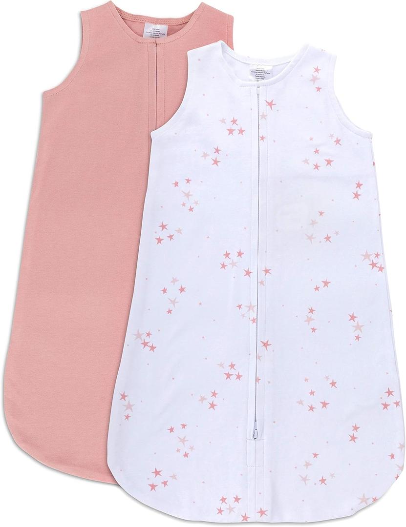 Ely's & Co. Baby Wearable Blanket - Cotton Sleep Sack 0-3,3-6, 6-12, 12-18 Months - 2 Pack Set for Baby Boy & Girl,Pink,Blue