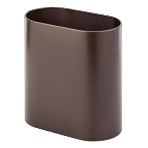 mDesign Slim Pill-Shaped Metal 1.98 Gallon/7 Liter Recycle Trash Can Wastebasket, Garbage Container Bin - Bathroom, Kitchen, Bedroom, Office - Durable Stainless Steel, Mirri Collection, Bronze