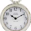 NIKKY HOME Table Clock, Vintage Desk Clock, Antique White Finish Table Clocks, Non-Ticking Battery Operated Decorative Shelf Clock for Living Room Bedroom Gift Clocks