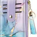 Slim Card Holder Wallet for Women RFID Blocking Leather Multi Card Bifold Wallet with Tassel Zipper Coin Pocket,Gradient Marble