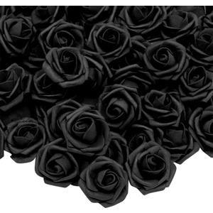 Bright Creations 100-Pack Black Artificial Flowers, Fake Foam Flowers for Halloween Decorations, DIY Crafts, Bouquets, and Black-Themed Parties (3 Inches)