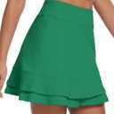 Womens Tennis Skirt 16" Skorts for Woman Dressy Casual High Waisted Golf Athletic Ruffle Skirts with Pockets (Medium Short, Green)