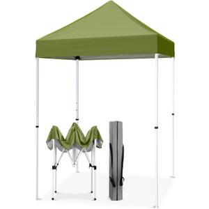 EAGLE PEAK 5x5 Pop Up Canopy Tent Instant Outdoor Canopy Easy Set-up Straight Leg Folding Shelter, Grass Green