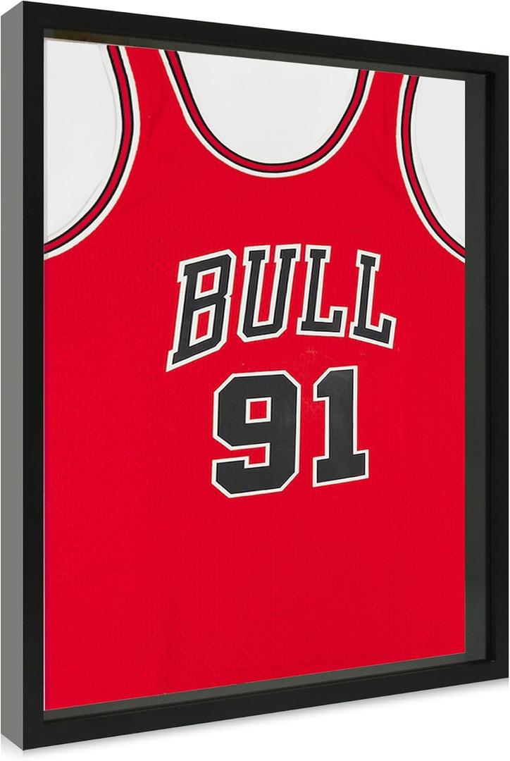 16x20 Large Shadow Box Picture Frame with Soft Linen Back, Black Wooden Youth Kids Jersey Frame Display Case with Tempered Glass Cover for Wall Display