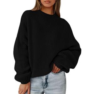 PRETTYGARDEN Women's Fall Oversized Sweaters Dressy Casual Long Sleeve Chunky Knit Winter Pullover Tops 2026 Holiday Outfits (Medium, Black)