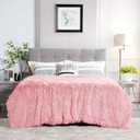JONIYEAR Extra Large Decorative Fluffy Faux Fur Blanket Queen Size 80" x 90", Soft Luxury Lightweight Furry Blankets, Solid Cozy Shaggy Plush Thick Warm Fuzzy Blankets for Winter Bed Couch, Pink